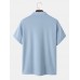 Men Solid Color Chest Pockets Half Button Short Sleeve Formal T  Shirts