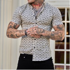 Men's slim fit short sleeve printed shirt HE1511-04-01