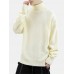 Men High Neck Solid Color Long Sleeve Slight Elastic Casual Trendy Sweaters