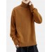 Men High Neck Solid Color Long Sleeve Slight Elastic Casual Trendy Sweaters