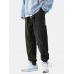 Mens Solid Color Multi Pocket Mid Waist Drawstring Cargo Pants