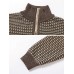 Men Vintage Knitted Stand Collar Contrast Color Plus Velvets Half Zipper Sweater Sweaters